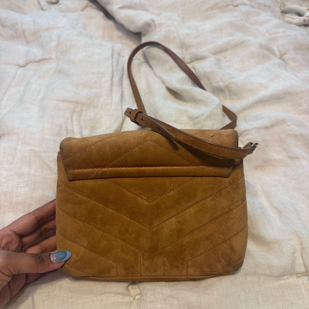 Saint Laurent Brown Suede Toy Loulou Crossbody Bag - Picture 6 of 10